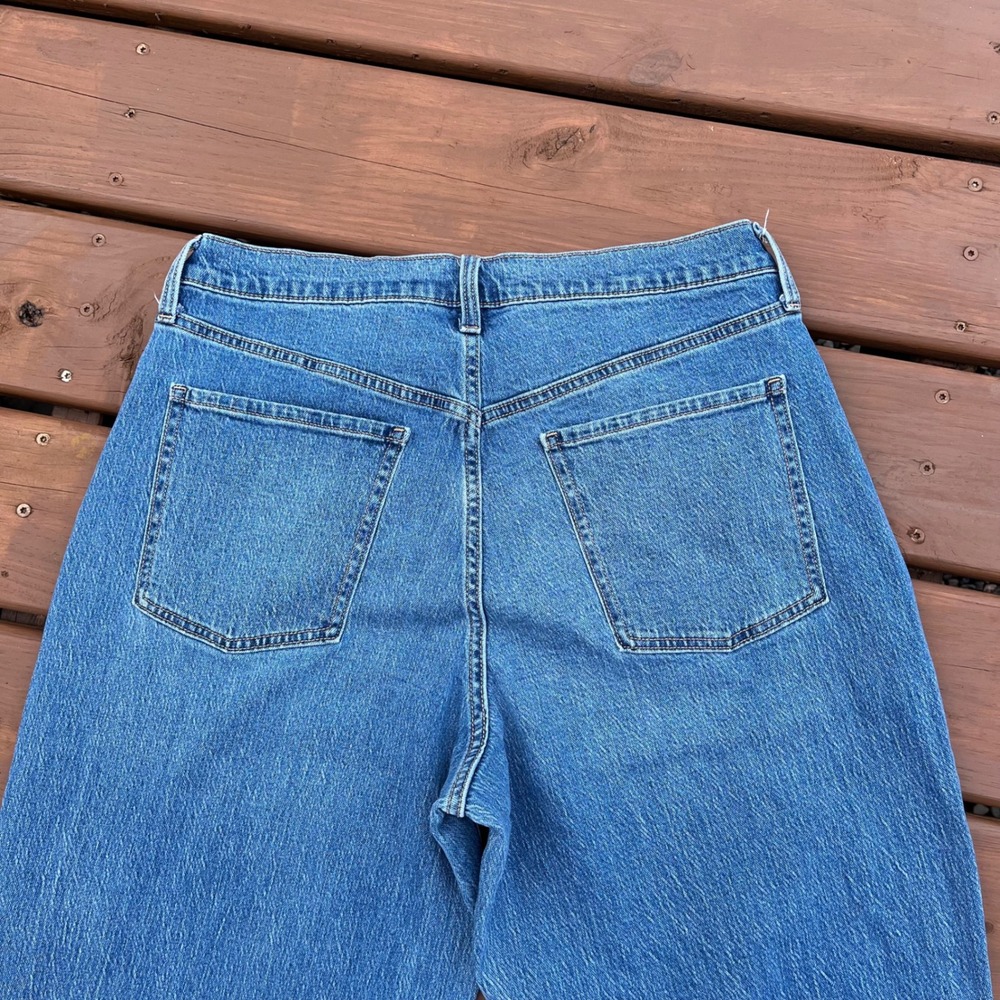 Old Navy Jeans High Rise Wow Barrel Leg Medium Wash Blue Denim 14 - Picture 4 of 5